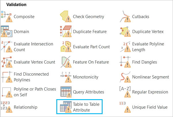 Table to Table Attribute check in the Ready to Use Rules gallery Table to Table Attribute check in the Ready to Use Rules gallery